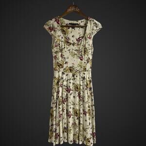 MNG by Mango Floral Sun Dress XS Short Sleeve Knee Length